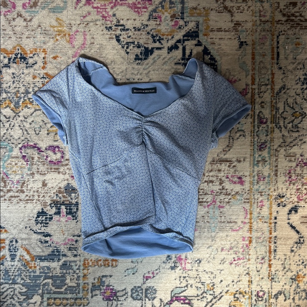 Brandy Melville Blue Patterned Blouse
